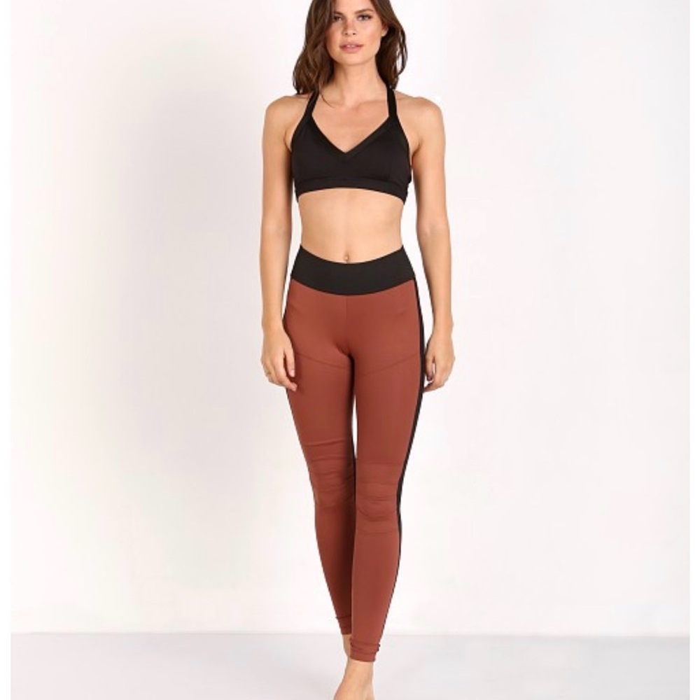 Koral Moto Mid Rise Leggings Sandstone with Black